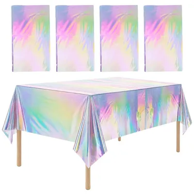Productafbeelding van Tafelkleed, glitter, plastic, 4 stuks, 137x274 cm, laserprint, waterdicht