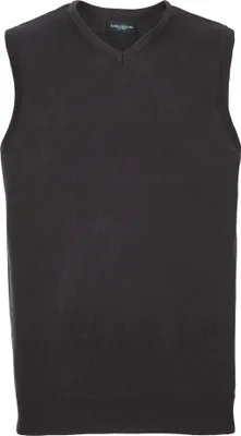 Produktbild von Russell Collection Herren Strick-Pullunder mit V Ausschnitt BC1014 (XS) (Schwarz)