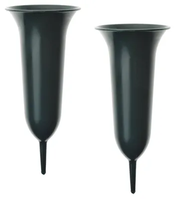 Produktbild von Steckvasen Grab Friedhof Deko grün Set 12 cm
