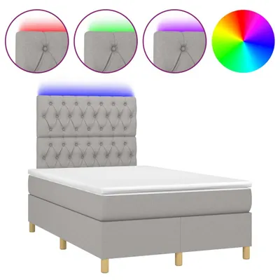 Immagine prodotto di vidaXL Letto a molle con materasso e LED in tessuto grigio chiaro 120x200 cm