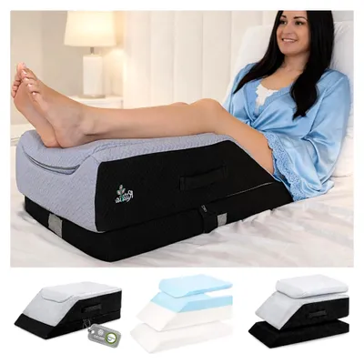 Produktbild von Venenkissen und Beinhochlagerungskissen – 3 Höhen einstellbar – Orthopädisches Kissen mit Memory Foam – Waschbarer Bezug