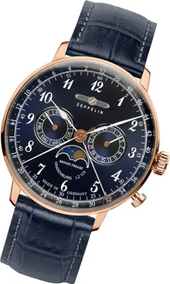Produktbild von Zeppelin Armbanduhr Herren Z7038/3 Leder Uhr dunkelblau Hindenburg UZ7038/3