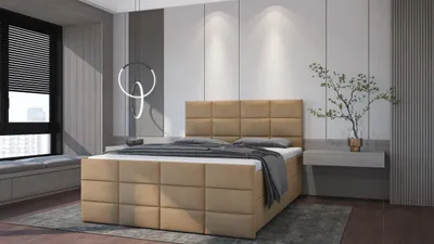 Obrázok produktu pre PREDAJ LEADER skriňová pružinová posteľ ANKARA 160x200 cm čalúnená posteľ s dvoma zásuvkami, kompletná súprava s matracom a topperom (4 cm), Capuchino, posteľná látka ELEMENT 6