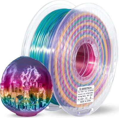 Obrázok produktu pre Geeetech hodvábny PLA filament pre 3D tlačiarne, 1,75 mm valec filamentu, presnosť rozmerov +/- 0,03 mm, tlačové materiály, 1 kg cievka【farebný gradient】