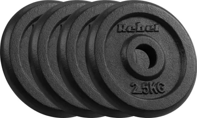 Zdjęcie produktu dla Obciążenie żeliwne zestaw 4x2.5kg 10kg otwór 31mm talerz klasyczny REBEL