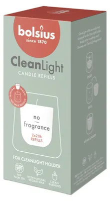 Produktbild von Bolsius Cleanlight Nachfüller 2er Pack - ohne Duft weiß