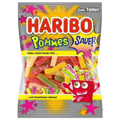 Zdjęcie produktu dla Haribo Pommes Sauer kwaśne gumy owocowe słodzone frytki 200g