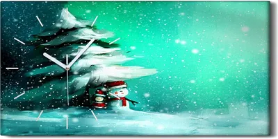 Produktbild von Küche Wohnzimmer Wand Leinwand Uhr 60x30 Wand Kunst Bild Schneemann im Winter - weiße Hände