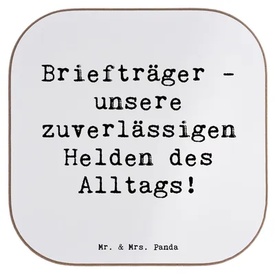 Produktbild von Mr. & Mrs. Panda Untersetzer Glas Spruch Briefträger Helden - Weiß - Geschenk, Tischschoner, Briefsendungen, Postbote, Wertschätzung, kleine Gesten, Bedanken, Danke sagen