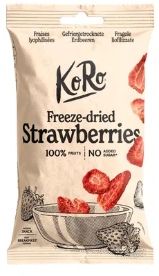 Image de Fraises lyophilisées KoRo 20 g - croquantes, naturellement sucrées, 100% fraises