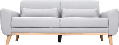 Produktbild von Miliboo - Design-Sofa 3 Plätze Stoff Hellgrau Eichenbeine EKTOR