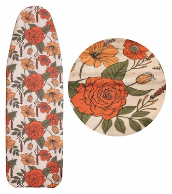 Strijkplankhoes 115x35 cm, 6 mm Filz, Kordelzug, Blumenmuster