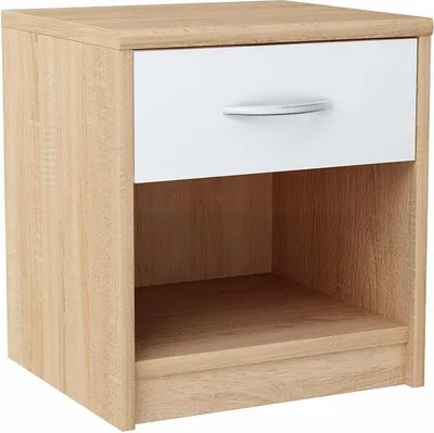 Produktbild von Meblando Nachttisch, Nachtschrank mit Schublade, 39x46x35cm, Sonoma-Eiche / Weiß