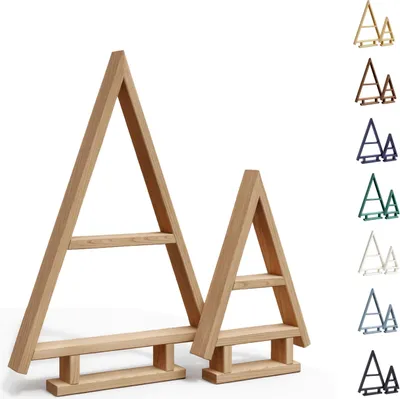 Obrázek produktu pro Dřevěný vánoční stromek – dekorace – sada 2 kusů – neimpregnovaný, rustikální ozdoba, figurka – výška 55 cm a 35 cm