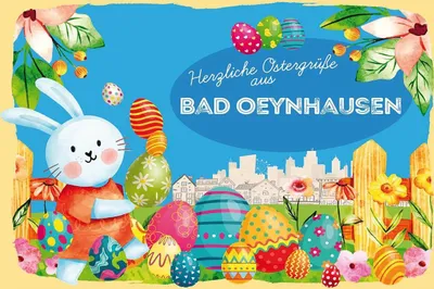 Produktbild von vianmo Holzschild 12x18 cm Ostergrüße BAD OEYNHAUSEN