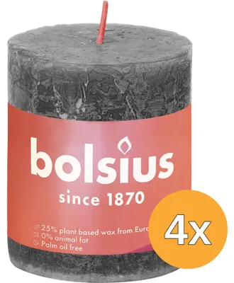 Productafbeelding van 4x Bolsius Shine Rustiekkaars 80/68 Stormygrey (1 stuk)
