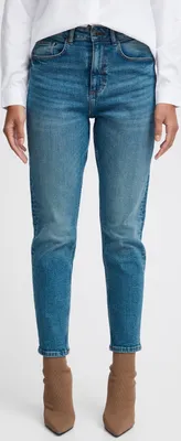 Produktbild von b.young BYLOETTA Damen Jeanshose Hose Denim Jeans mit Knopfverschluss Gürtelschlaufen Eingrifftaschen leicht elastisch Loose fit