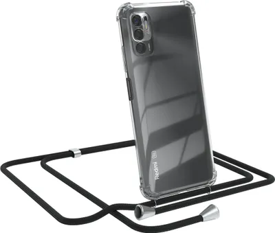 Produktbild von EAZY CASE Handykette kompatibel mit Xiaomi Redmi Note 10 5G, Handyhülle mit Umhängeband, Handykordel, Schutzhülle Clear, Band in Schwarz
