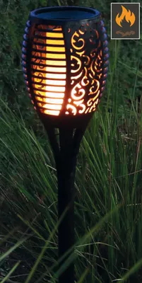 Produktbild von FHS Solar Gartenfackel mit 72 LED Flammeneffekt, Kunststoff schwarz