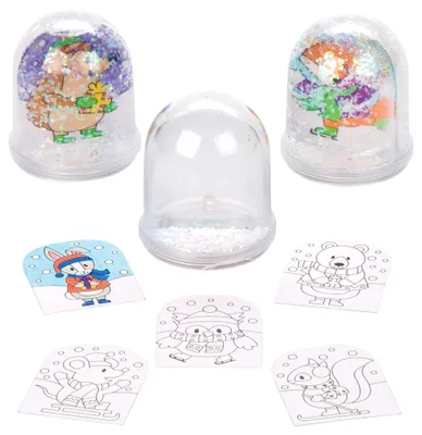 Bastelset: 4 Schneekugeln zum Bemalen, 5 cm, Wintermotive