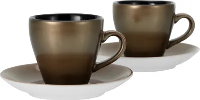 Produktbild von CreaTable, 25849, Golden Days Schwarz, Espressoset 4-tlg, Steinzeug