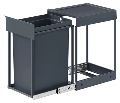 Produktbild von Küchenabfallbehälter für Unterschrank 20 L | Grau | 25,7 x 34,7 x 43,4 cm