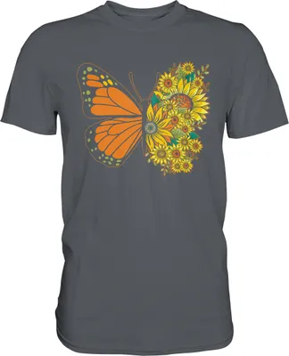 Produktbild von Schmetterling Sonnenblumen T-Shirt Garten Gärtner Geschenk – Dark Grey / M