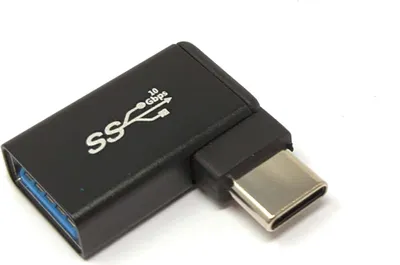 Produktbild von SYSTEM-S USB 3.1 Adapter Typ C Stecker zu 3.0 Typ A Buchse Winkel Kabel in Schwarz