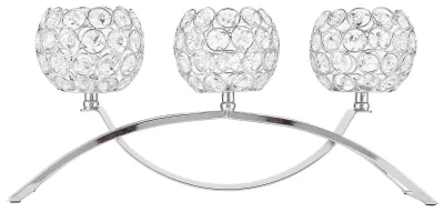 Kristall-Kerzenhalter, 3 Arme, klassisch, Eisen, 46,5 cm, gold/silber