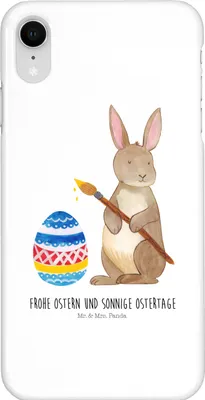 Produktbild von Mr. & Mrs. Panda Iphone XR Handyhülle Hase Eier Malen - Weiß - Geschenk, Frohe Ostern, Osterei, Ostergrüße, Kaninchen, Premium Kunststoff, Handy Case, Osterhase