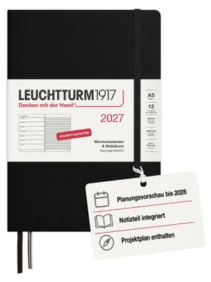 Immagine prodotto di Agenda settimanale e taccuino, formato A5, nero, 2027