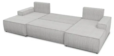 Produktbild von Wohnlandschaft mit Schlaffunktion Totti - U-Form Couch, Schlafsofa mit Bettkasten, Couchgranitur mit Bettfunktion, Big Sofa, Cord Stoff, Wohnzimmer (Grün (Poso 014))