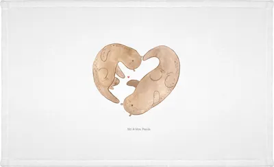Produktbild von Mr. & Mrs. Panda Handtuch Otter Herz - Weiß - Geschenk, Hochzeitstag, Baumwollhandtuch, 50x100, Flauschtuch, Liebe, kleines