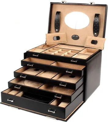 Image de WINDROSE boîte à bijoux Merino Jewelry Box Big Black noir