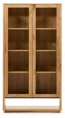 Produktbild von Vitrine Alguema 100 x 40 x 185 cm Eichenfurnier Wohnzimmer Glasschrank Esszimmer