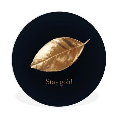 Produktbild von MuchoWow® Rundes Wandbild - Runde Bilder Blatt - Gold - Zitate Ø 60 cm Kreis Wanddekoration Kunststoff - Wandkreis - Wandschmuck - Wand Kreis - Das Schlafzimmer - Die Bilder - Wandmalerei - Kunst für das Haus - das Plastik