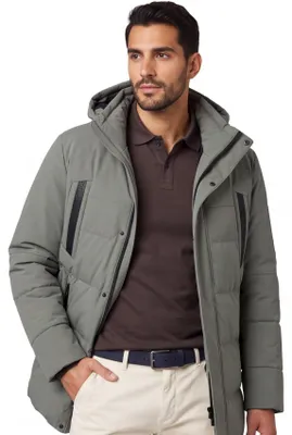 Produktbild von Boss Green Winterjacke uni grün normale Passform Kapuze