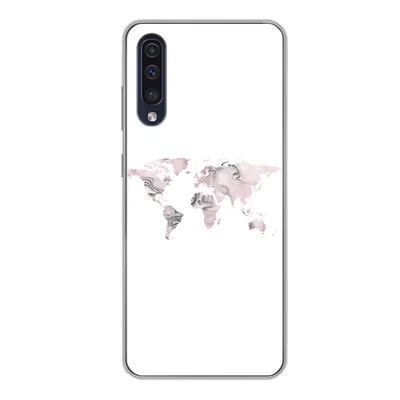 Produktbild von MuchoWow® Handyhülle Schutzhülle Hülle für Samsung Galaxy A50 Weltkarte - Marmor - Grau Silikon Softcase Handy Hülle - Mobiltelefonhülle