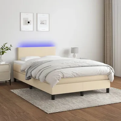 Produktbild von The Living Store Boxspringbett mit Matratze & LED Creme 120x200 cm Stoff