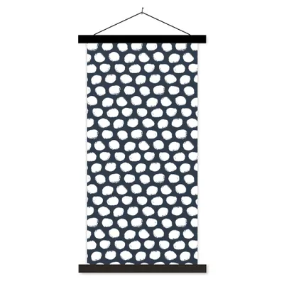 Produktbild von MuchoWow® Textilposter Tupfen - Muster - Weiß 60x120 cm mit schwarzem Rahmen - Magnete