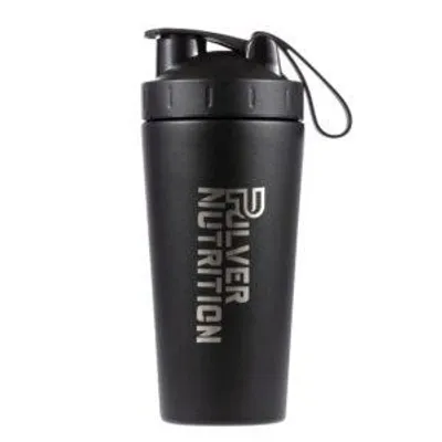 Produktbild von Pulver Premium Edelstahl Shaker 1000 ml – Protein Shaker mit Shakerball – Auslaufsicherer Deckel, kratzfest, BPA-frei – Sport Getränke Mixer – Schwarz