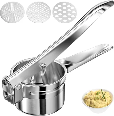 Produktbild von Professioneller Kartoffelstampfer - Manuelle Kartoffelpresse mit 3 Sieben - Stahl