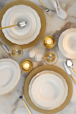 Image de Hermia Concept, BNILY26YT20, service de table (26 pièces), blanc, 100 % porcelaine, 27 x 27 cm