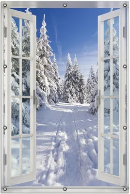 Produktbild von Wallario Outdoor-Poster für Garten oder Balkon 100 x 150 cm: Wanderweg im Schnee