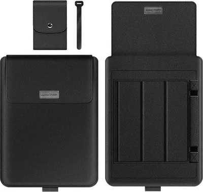 Image de iPCA Sacoche pour ordinateur portable avec fonction support Cuir étanche 15" noir