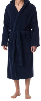 Image de Schiesser peignoir essentials bathrobe with hood navy hommes