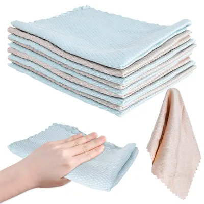 Obrázek produktu pro Čisticí utěrky s motivem rybích šupin, vyrobené z mikrovlákna, opakovaně použitelné, ekologické, vhodné do kuchyně, koupelny, na okna a do auta, 10 kusů, rozměr 30 x 40 cm