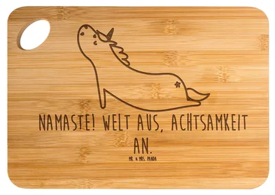 Produktbild von Mr. & Mrs. Panda Schneidebrett Einhorn Yoga - Transparent - Geschenk, Entspannung, Unicorn, Einhörner, holzschneidebrett, Sport, Brett, Yogamatte, Süß, Holzbrettchen