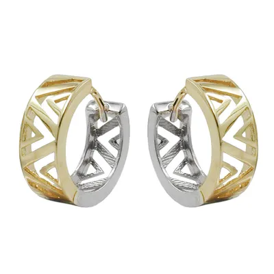 Immagine prodotto di Orecchino creolo 13x5mm a cerniera bicolore oro giallo e oro bianco ORO 9ct 13x5mm