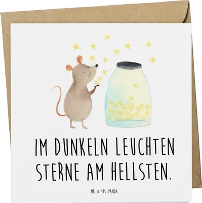 Produktbild von Mr. & Mrs. Panda Grußkarte Angst vor Dunkelheit überwinden - Weiß - Geschenk, Glückwunschkarte, Überwindung von, Vertrauem, positive Energie, Mut machen, Trost, schenken